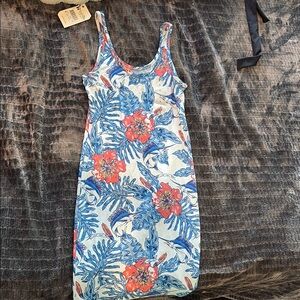 NWT Salt Life Floral Marlin Sleeveless Tank Dress - Blue Pink White small